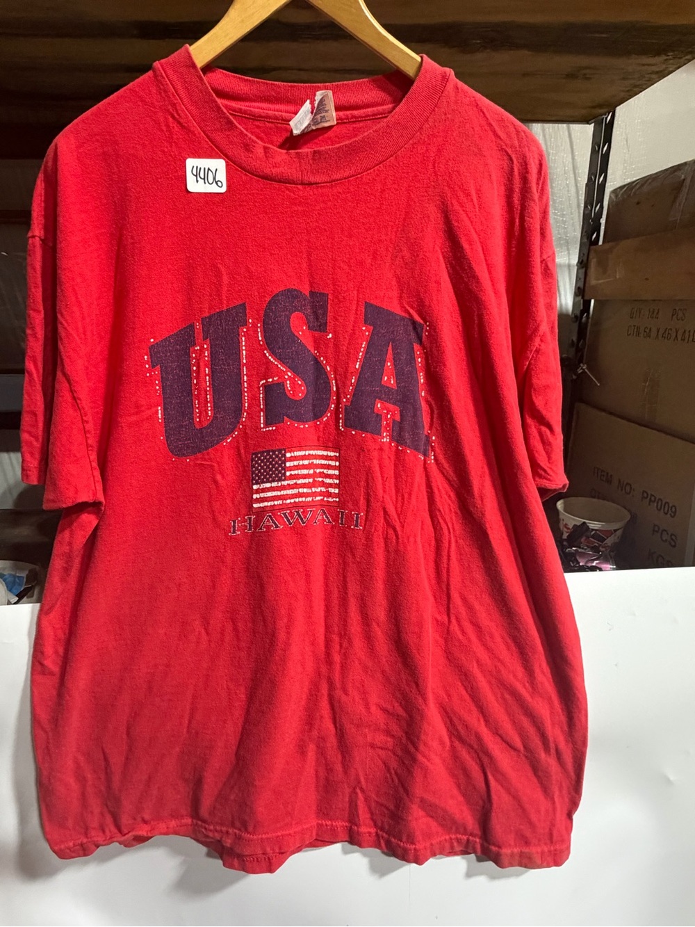 #4406-Hanes Red USA Hawaii Short Sleeve Tee